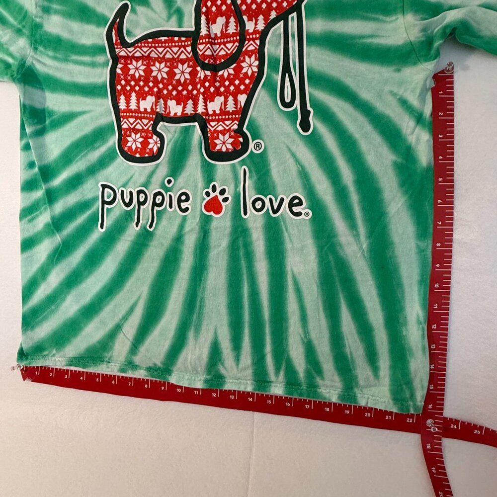 PUPPIE LOVE WOMEN'S LONG SLEEVE TEE XL PUPPY CHRISTMAS - Picture 3 of 6